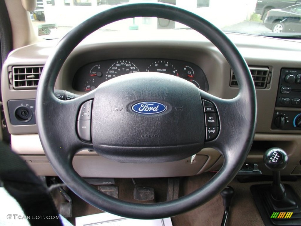 2004 Ford F350 Super Duty XLT SuperCab 4x4 Dually Medium Parchment Steering Wheel Photo #57381302
