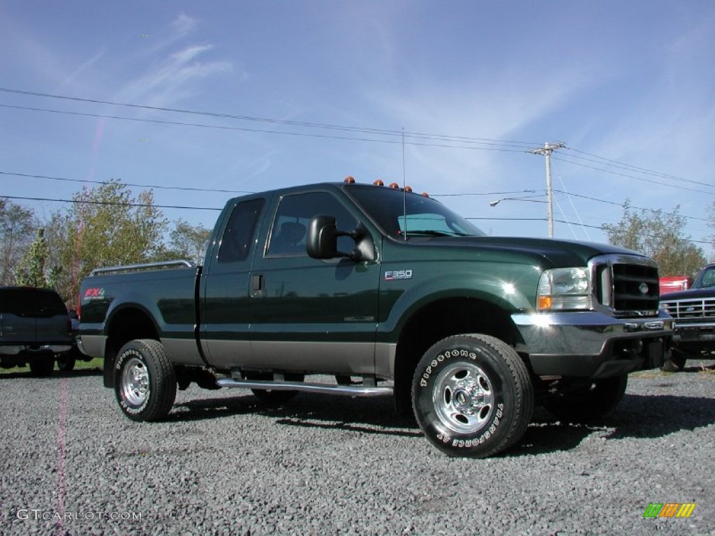 2003 F350 Super Duty Lariat SuperCab 4x4 - Dark Highland Green Metallic / Medium Parchment photo #14