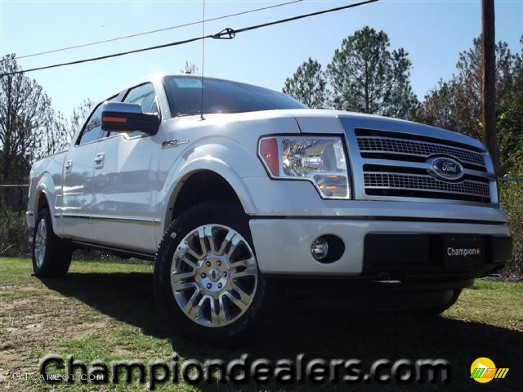 2011 F150 Platinum SuperCrew 4x4 - White Platinum Metallic Tri-Coat / Steel Gray/Black photo #1