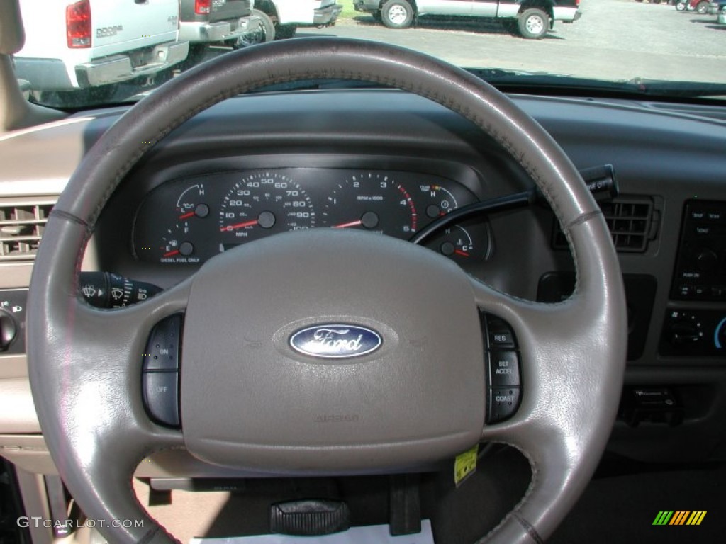 2003 Ford F350 Super Duty Lariat SuperCab 4x4 Medium Parchment Steering Wheel Photo #57381815