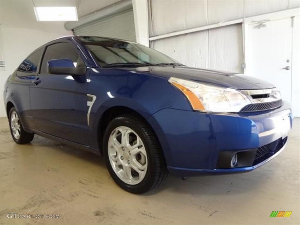2008 Focus SE Coupe - Vista Blue Metallic / Medium Stone photo #3