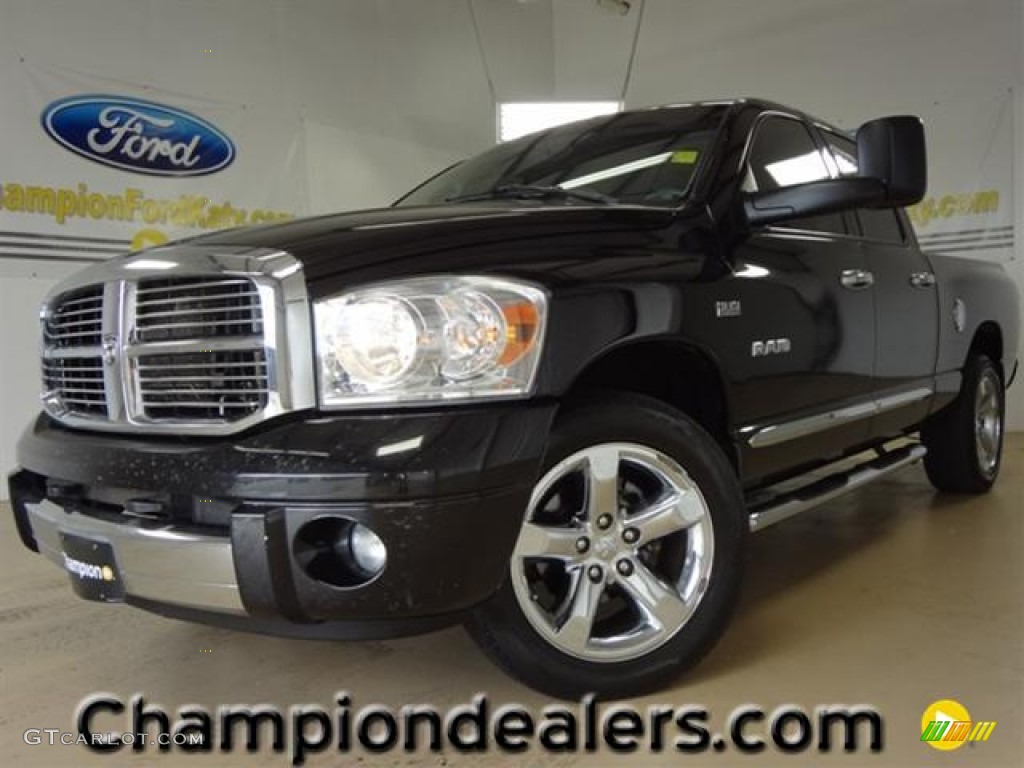 2008 Ram 1500 Laramie Quad Cab - Brilliant Black Crystal Pearl / Medium Slate Gray photo #1