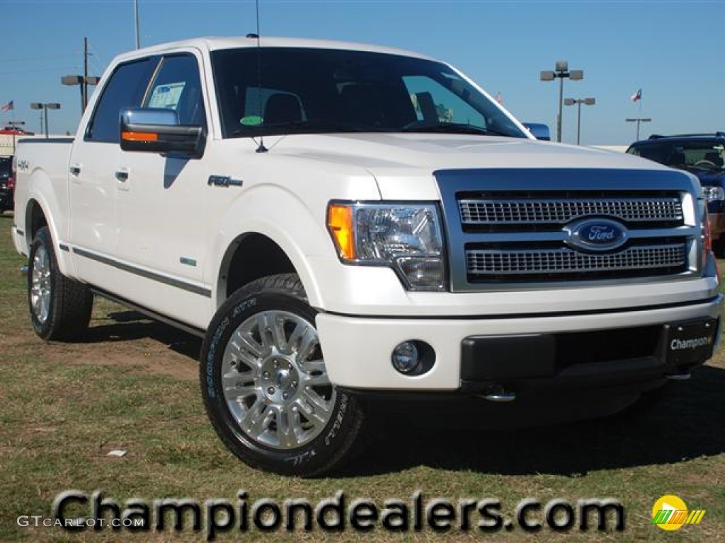 2011 F150 Platinum SuperCrew 4x4 - White Platinum Metallic Tri-Coat / Sienna Brown/Black photo #1