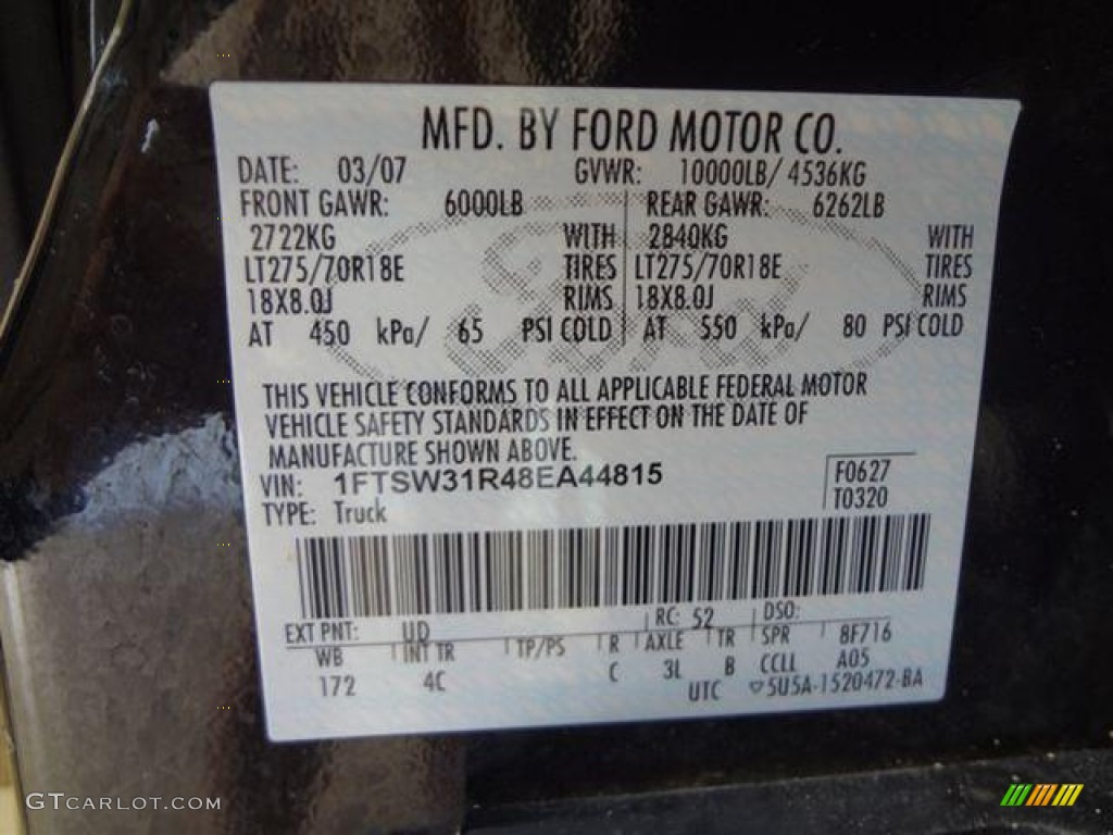 2008 F350 Super Duty Color Code UD for Black Photo #57386066