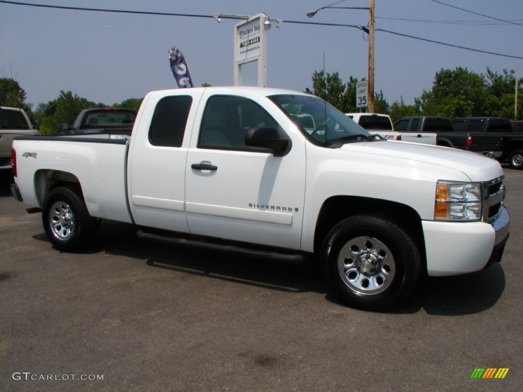 2008 Silverado 1500 LT Extended Cab 4x4 - Summit White / Light Titanium/Ebony Accents photo #4