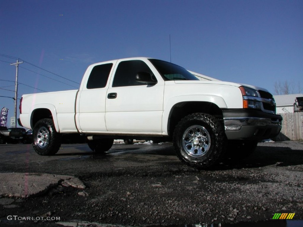 2005 Silverado 1500 LS Extended Cab 4x4 - Summit White / Dark Charcoal photo #1