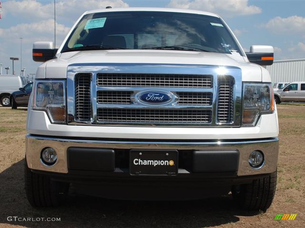 2011 F150 Lariat SuperCrew - White Platinum Metallic Tri-Coat / Pale Adobe photo #2