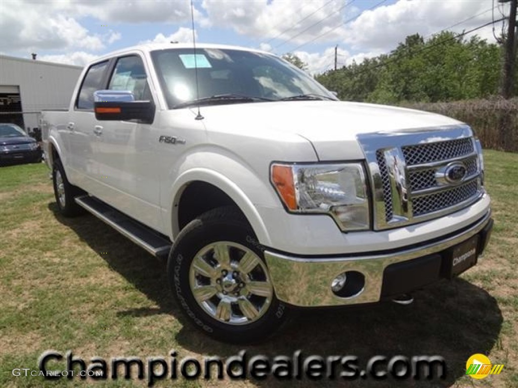 2011 F150 Lariat SuperCrew 4x4 - White Platinum Metallic Tri-Coat / Black photo #1