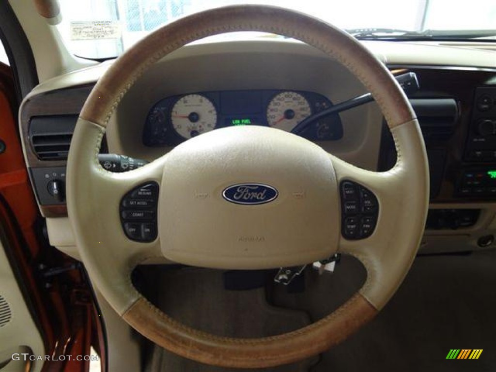 2005 Ford F250 Super Duty King Ranch Crew Cab Castano Brown Leather Steering Wheel Photo #57393017