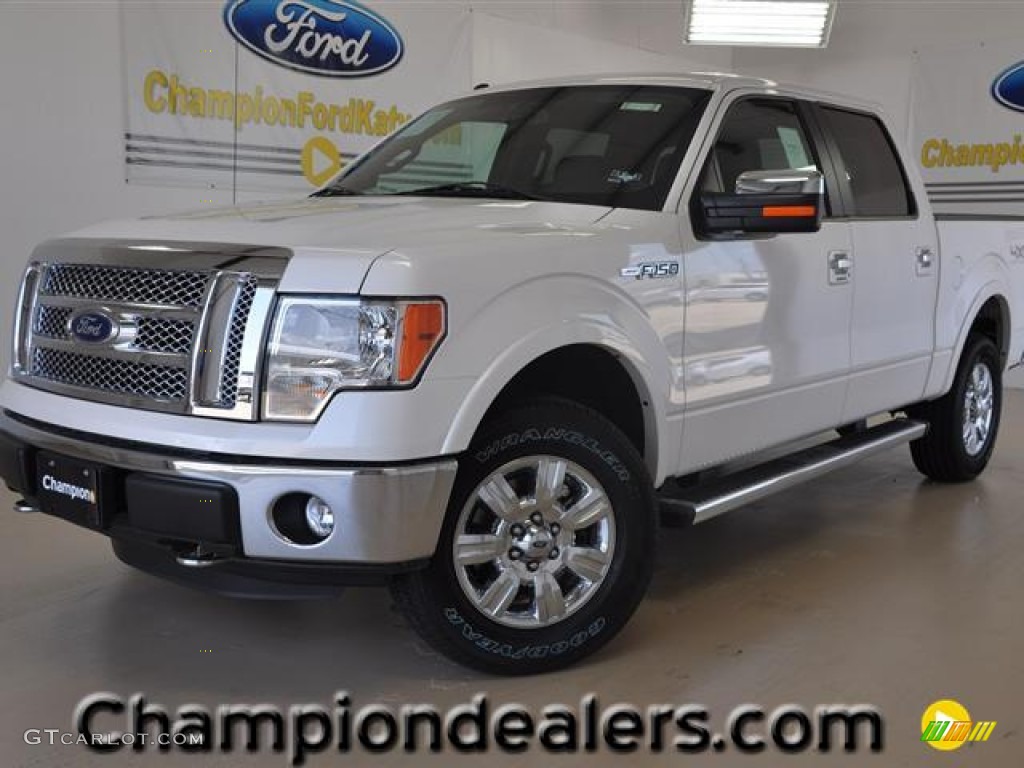 2011 F150 Lariat SuperCrew 4x4 - White Platinum Metallic Tri-Coat / Black photo #1
