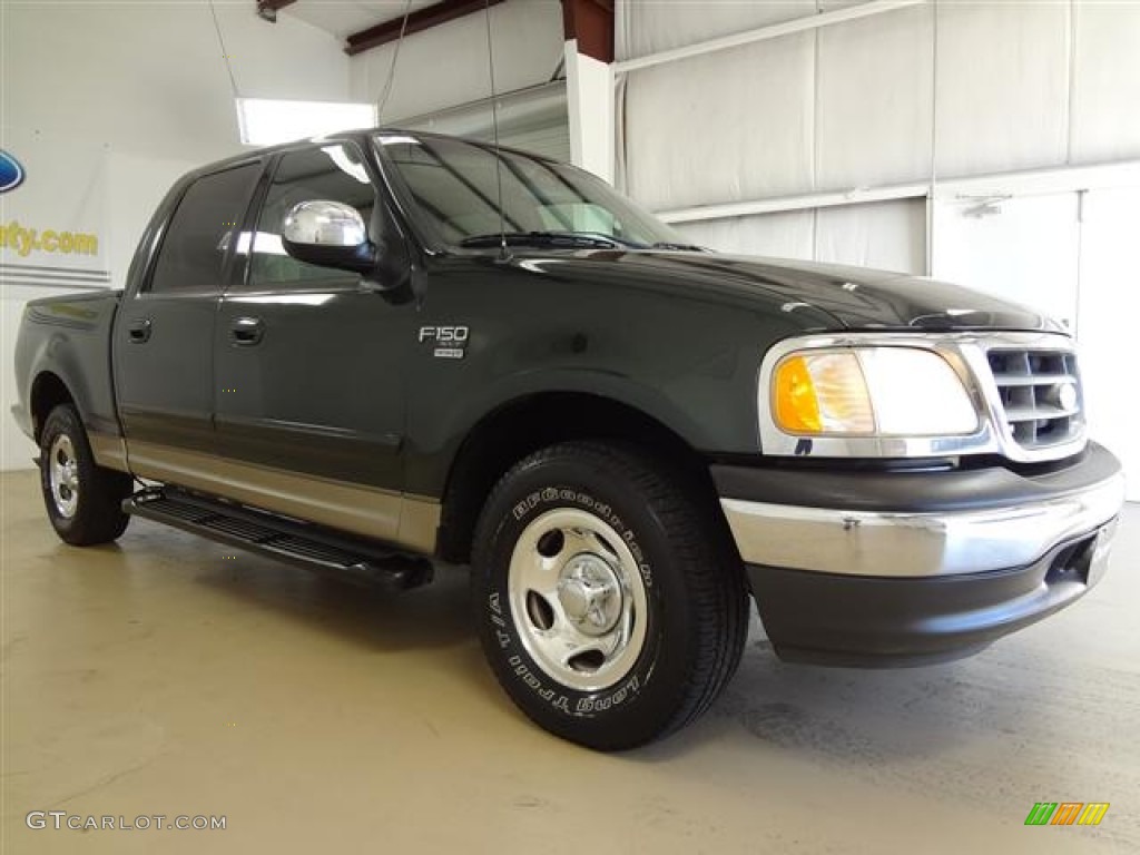 2002 F150 XLT SuperCrew - Dark Highland Green Metallic / Medium Parchment photo #3