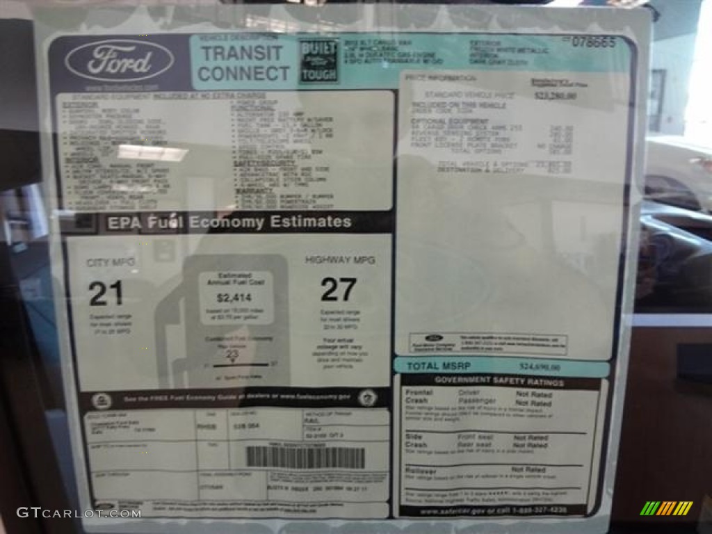 2012 Ford Transit Connect XLT Van Window Sticker Photo #57394616