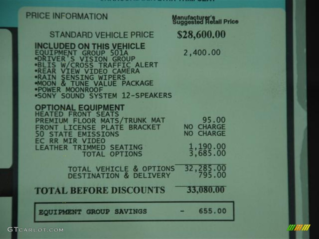 2012 Ford Fusion Hybrid Window Sticker Photo #57398666