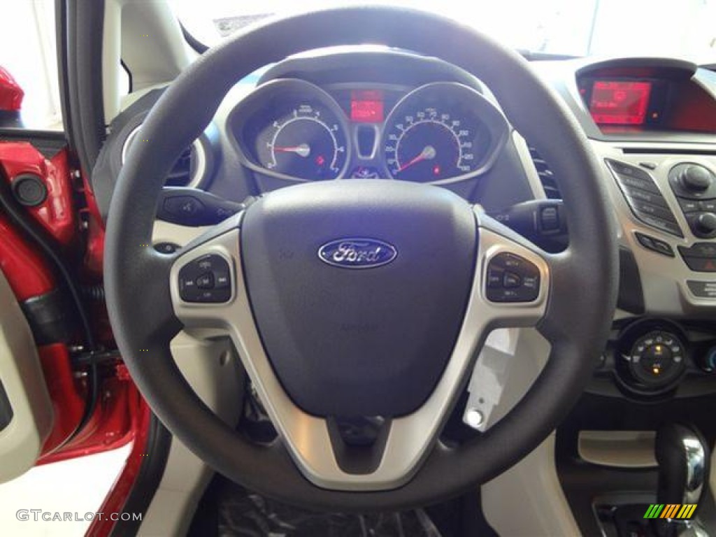 2012 Ford Fiesta SE Hatchback Light Stone/Charcoal Black Steering Wheel Photo #57403106