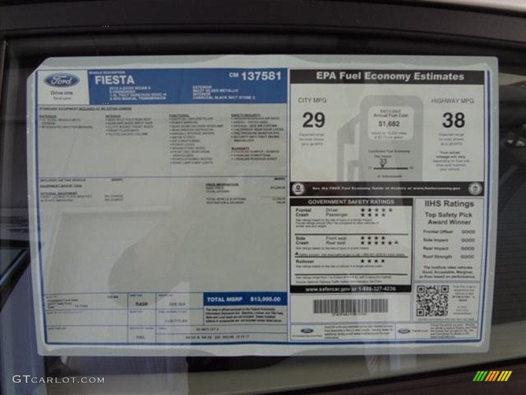 2012 Ford Fiesta S Sedan Window Sticker Photo #57403382
