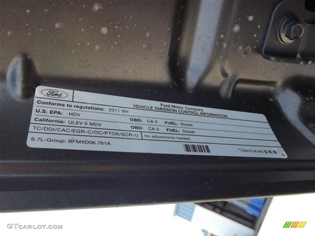 2011 Ford F250 Super Duty Lariat Crew Cab Info Tag Photo #57408738