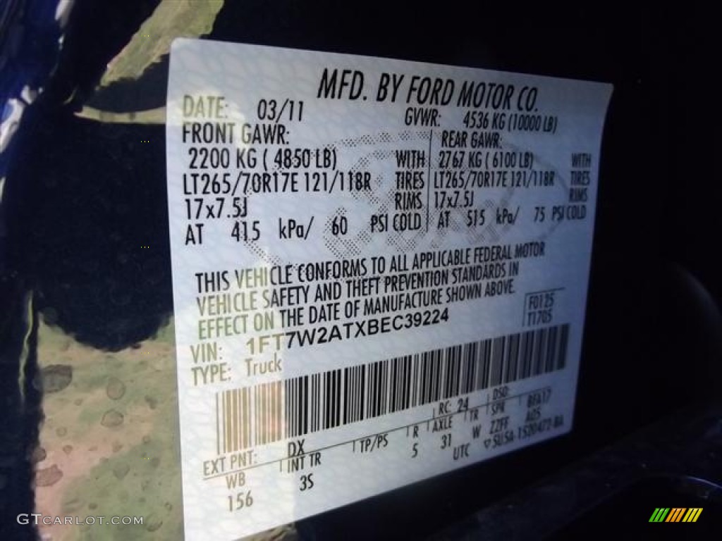 2011 F250 Super Duty Color Code DX for Dark Blue Pearl Metallic Photo #57409847