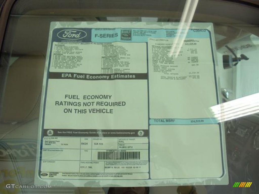 2011 Ford F350 Super Duty Lariat Crew Cab Window Sticker Photo #57410030