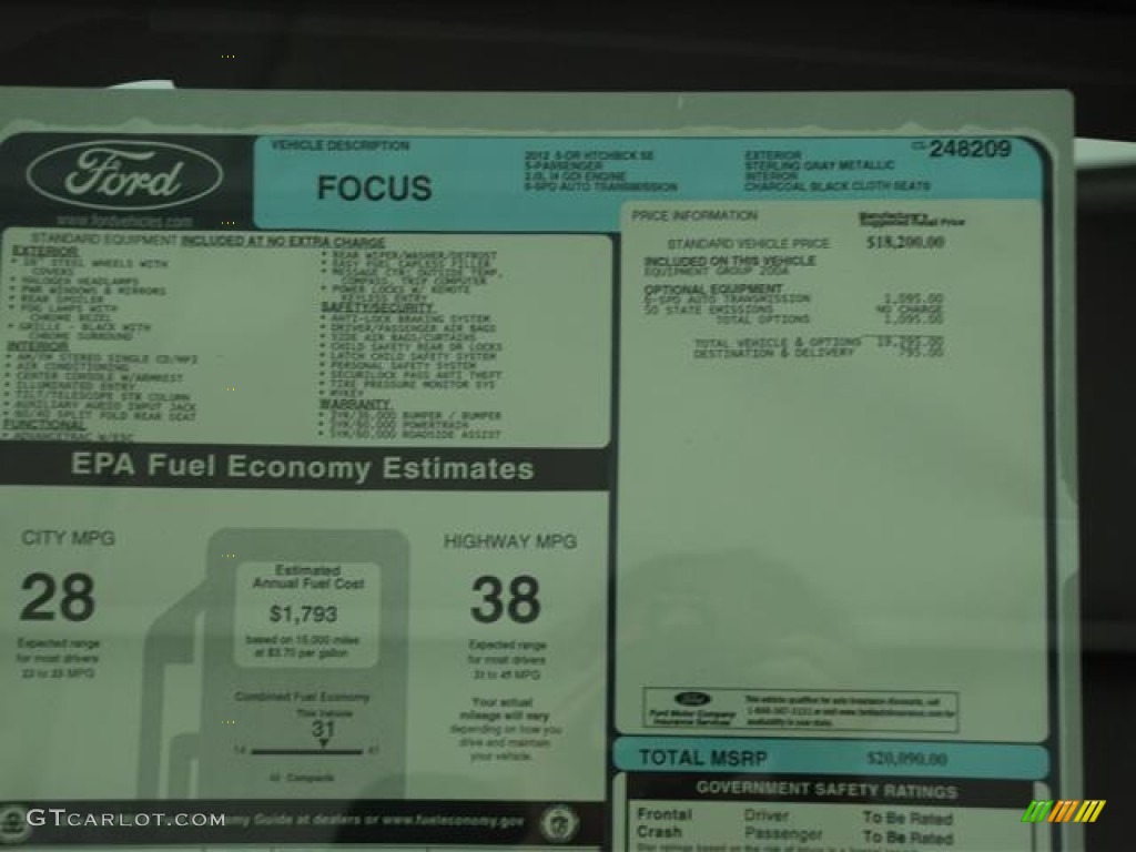 2012 Focus SE 5-Door - Sterling Grey Metallic / Charcoal Black photo #16