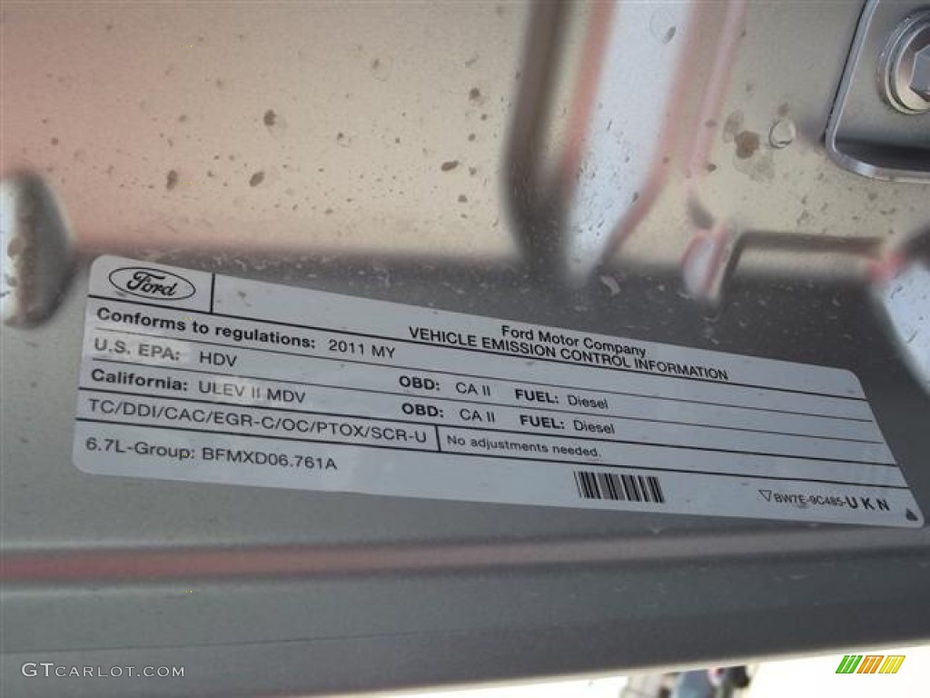 2011 Ford F250 Super Duty Lariat SuperCab Info Tag Photo #57410369