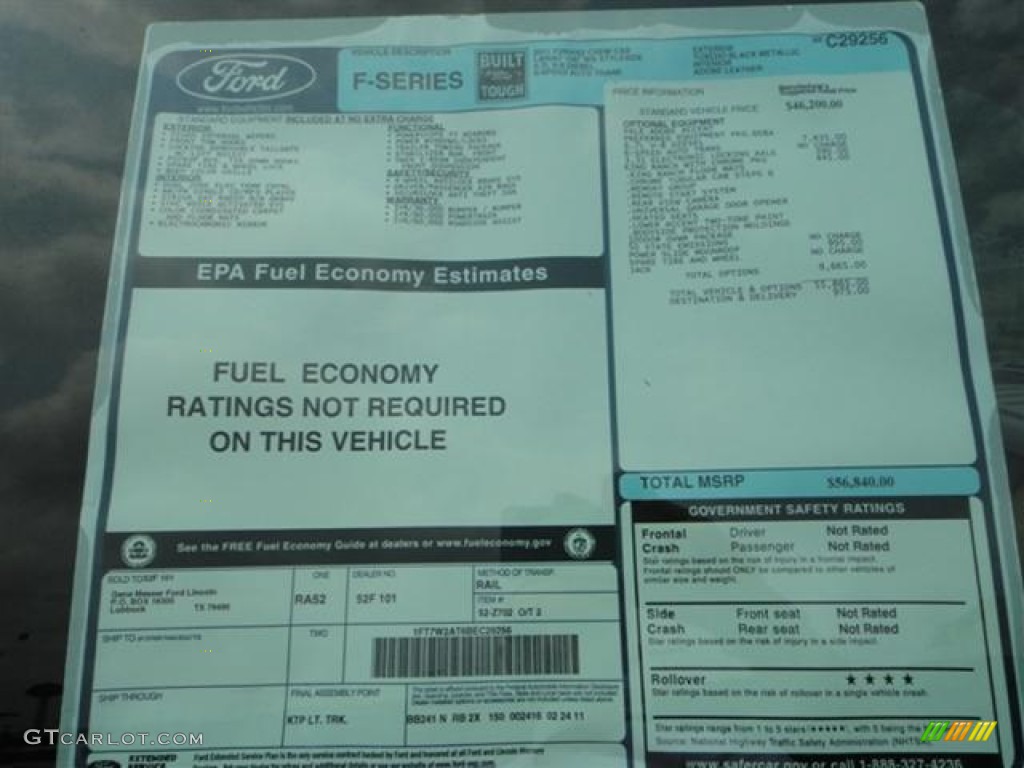 2011 Ford F250 Super Duty King Ranch Crew Cab Window Sticker Photo #57410916
