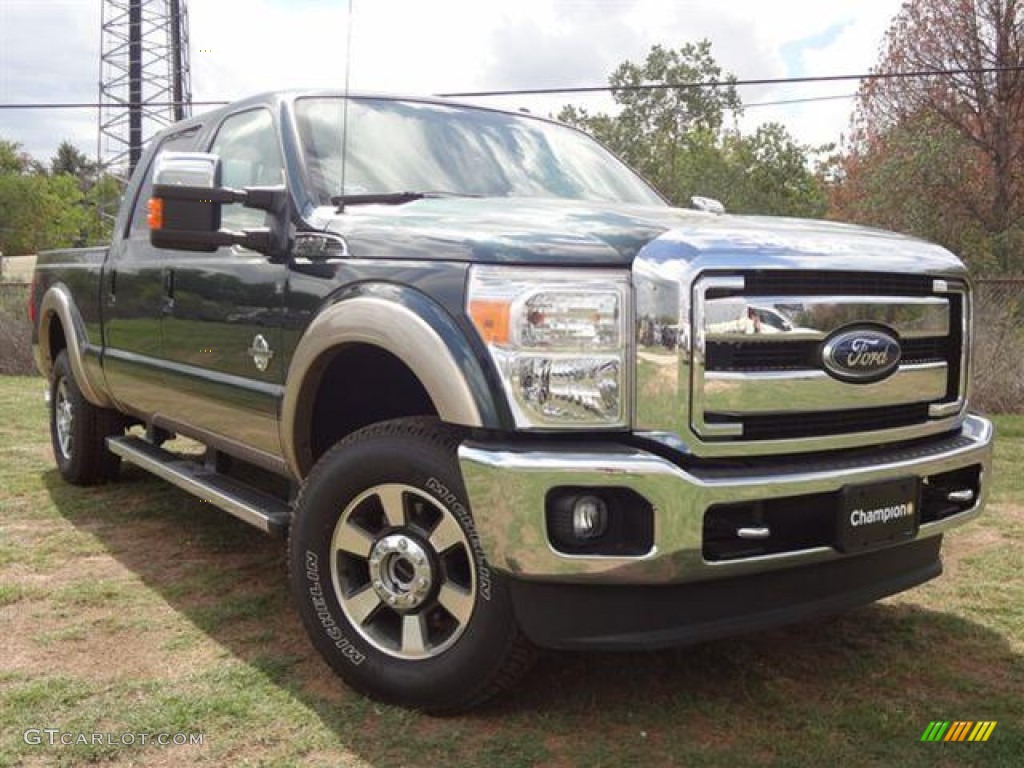 2011 F250 Super Duty Lariat Crew Cab 4x4 - Forest Green Metallic / Adobe Two Tone Leather photo #1