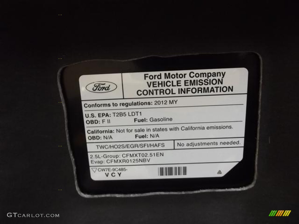 2012 Ford Escape XLS Info Tag Photo #57413483
