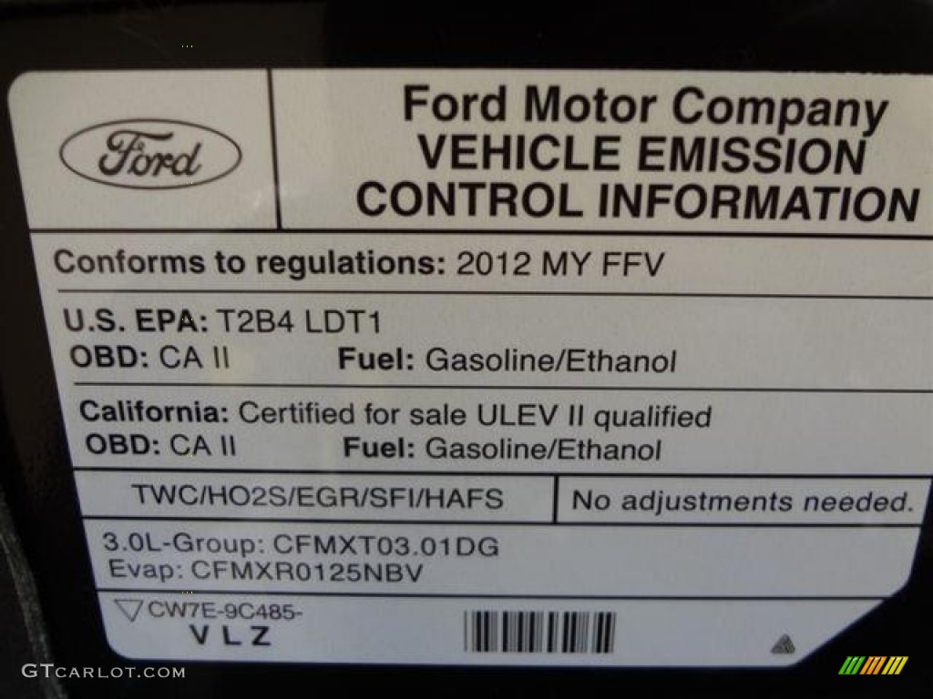 2012 Ford Escape Limited V6 Info Tag Photo #57417320