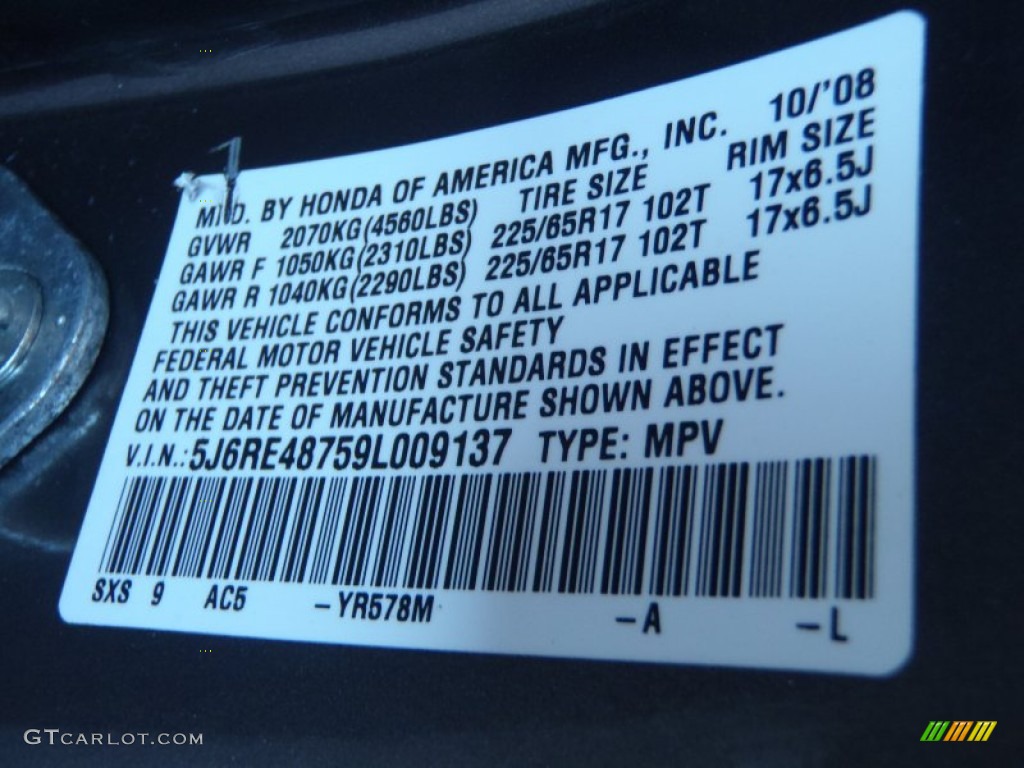 2009 CR-V EX-L 4WD - Urban Titanium Metallic / Gray photo #18