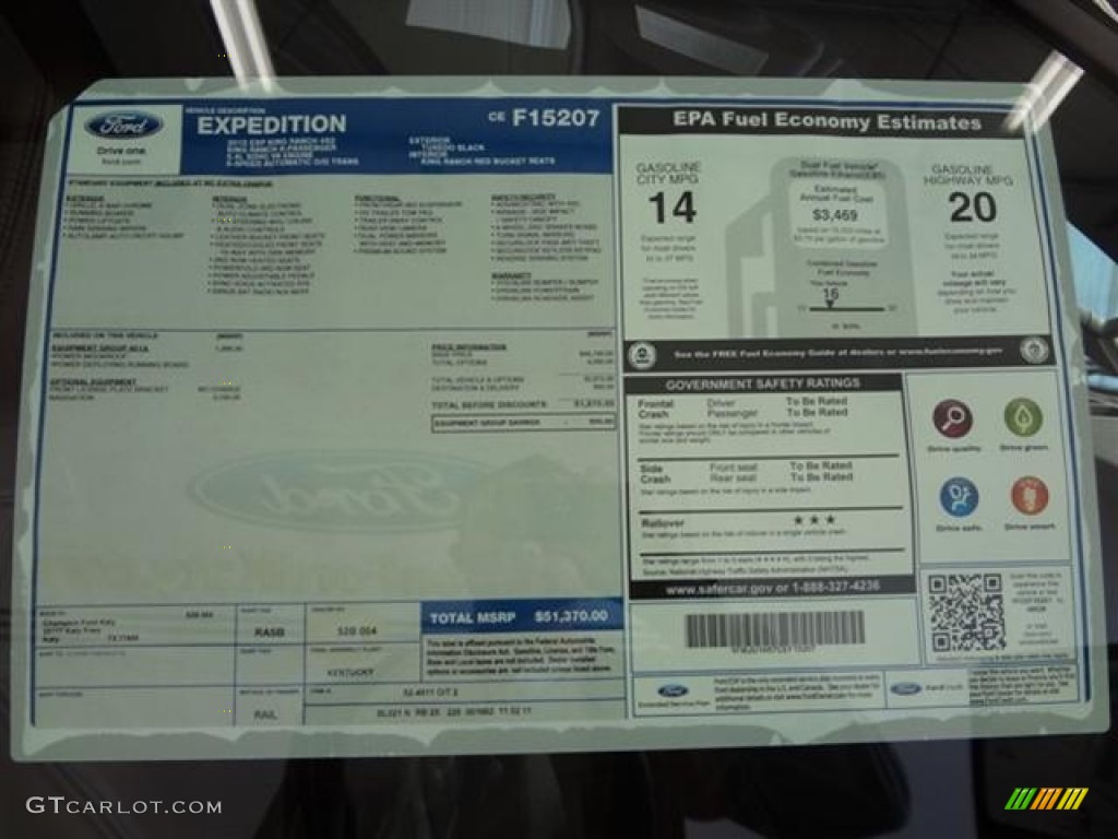 2012 Ford Expedition King Ranch Window Sticker Photo #57424976