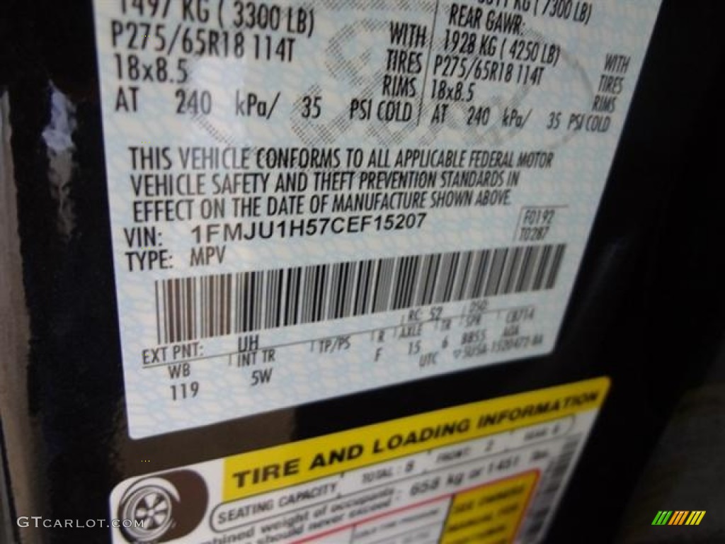 2012 Expedition Color Code UH for Tuxedo Black Metallic Photo #57424987