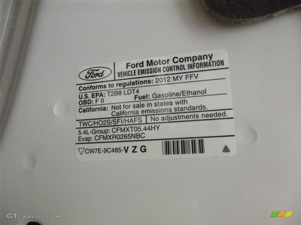 2012 Ford Expedition XLT Info Tag Photos