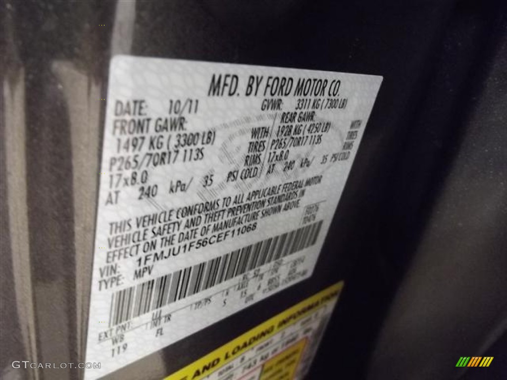 2012 Expedition Color Code UJ for Sterling Gray Metallic Photo #57426878
