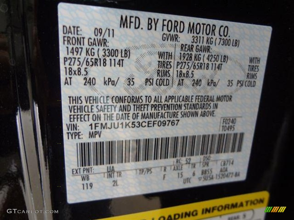 2012 Expedition Color Code UA for Black Photo #57427376