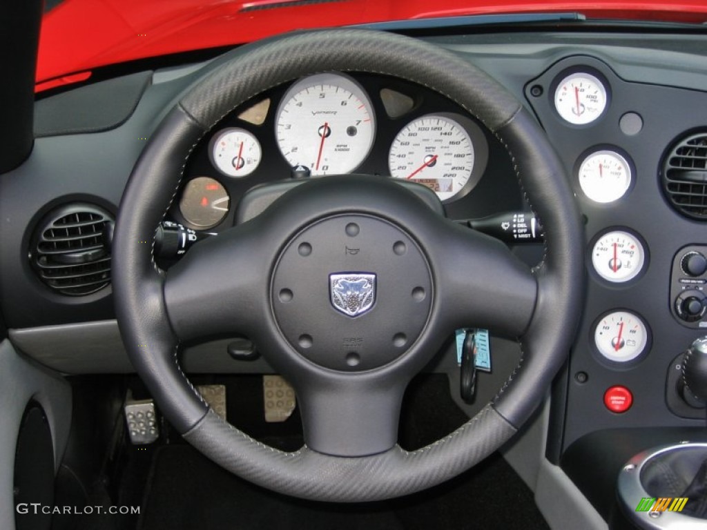 2008 Dodge Viper SRT-10 Black/Medium Slate Gray Steering Wheel Photo #57428429