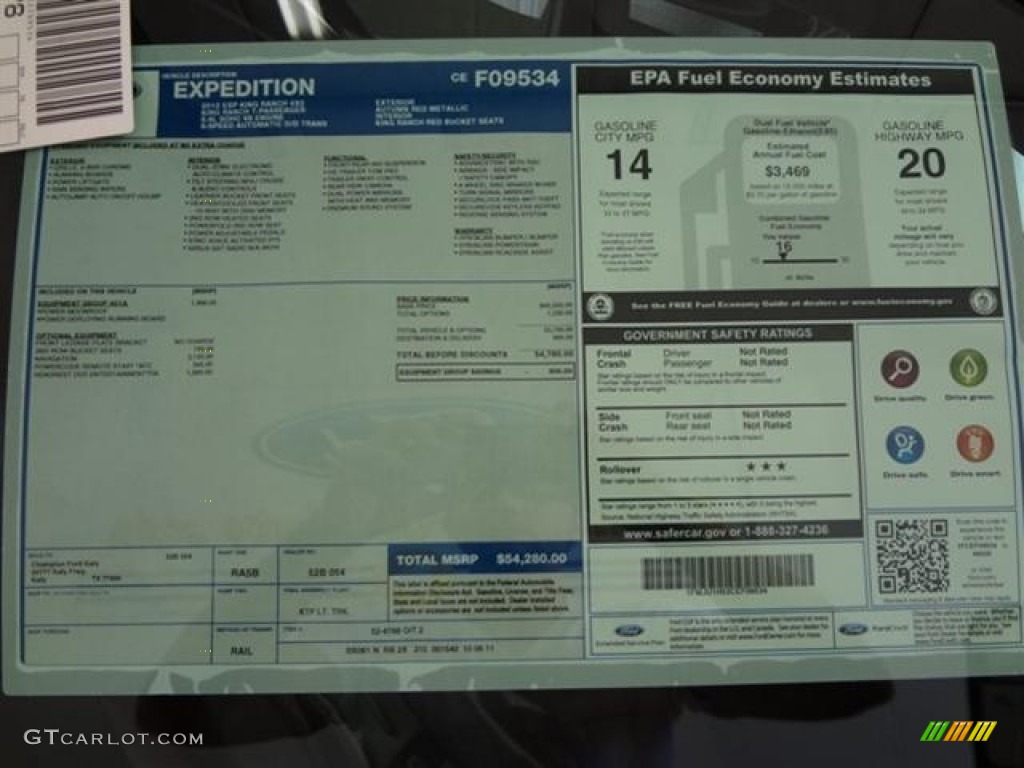 2012 Ford Expedition King Ranch Window Sticker Photo #57428432