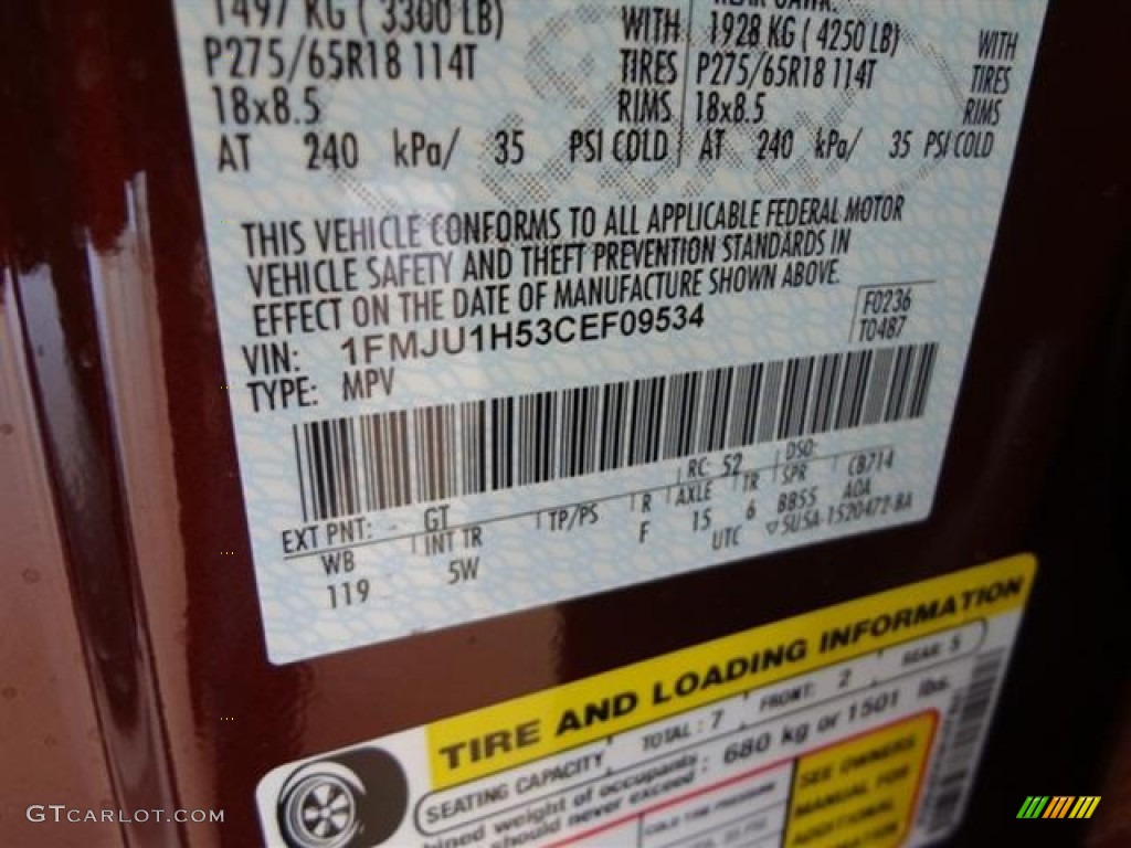 2012 Expedition Color Code GT for Autumn Red Metallic Photo #57428441