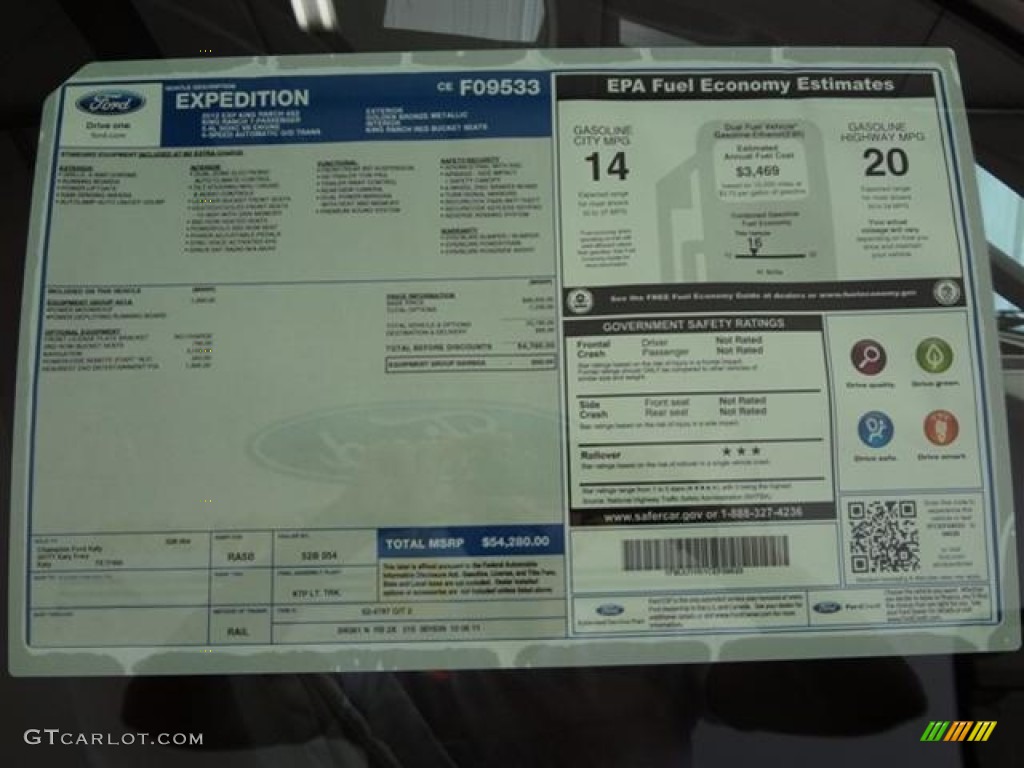 2012 Ford Expedition King Ranch Window Sticker Photo #57428621