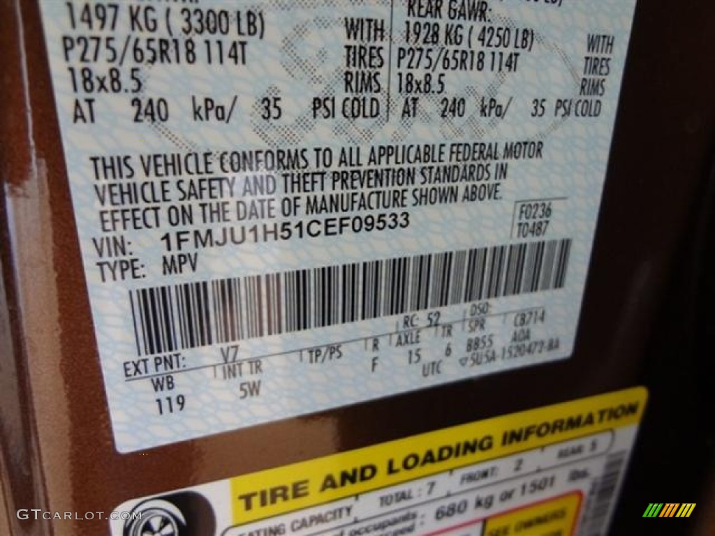 2012 Expedition Color Code V7 for Golden Bronze Metallic Photo #57428630