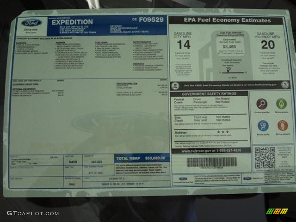 2012 Ford Expedition EL Limited Window Sticker Photos