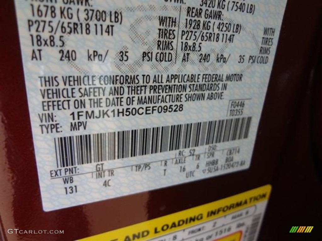 2012 Expedition Color Code GT for Autumn Red Metallic Photo #57429722