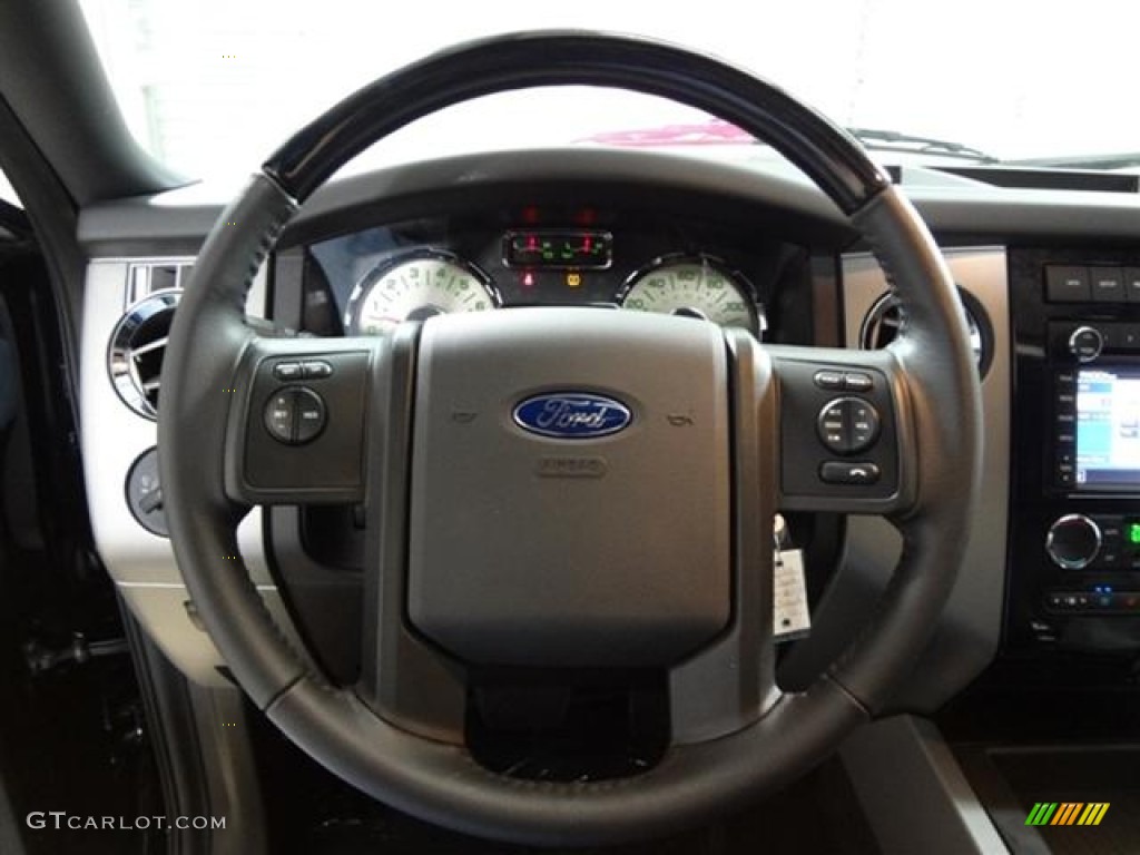 2012 Ford Expedition Limited Charcoal Black Steering Wheel Photo #57430145