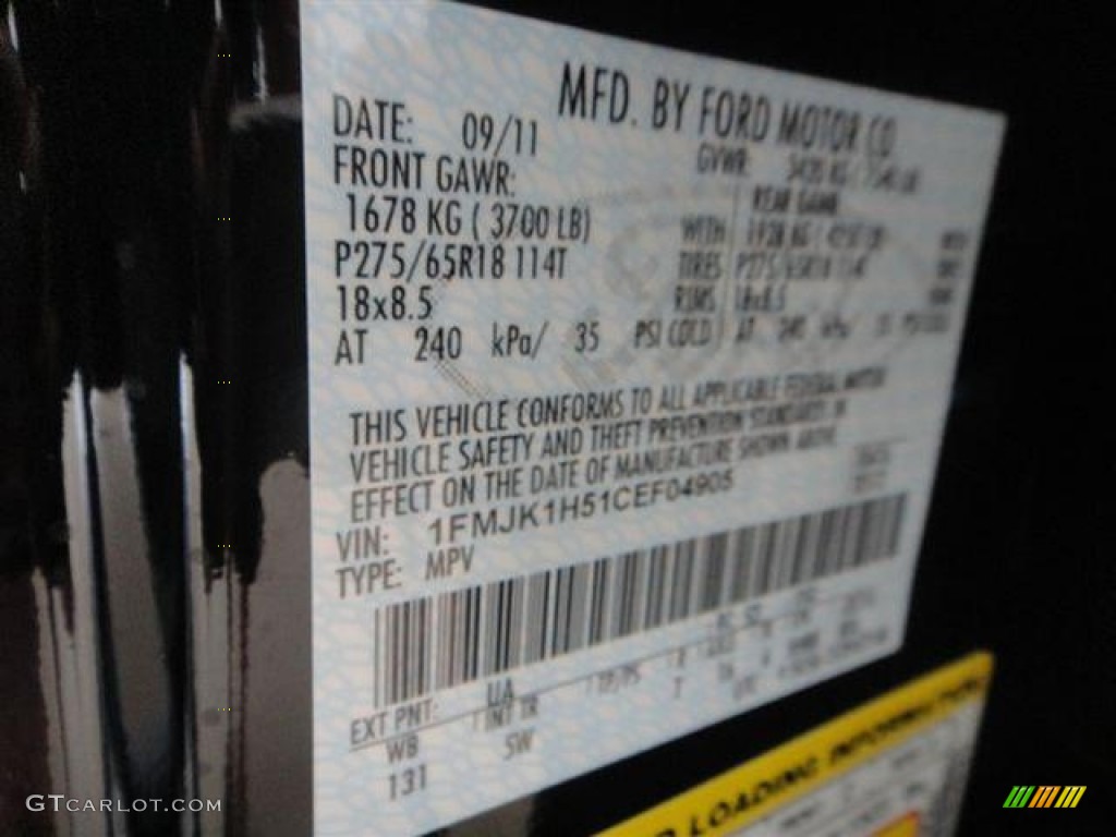2012 Expedition Color Code UA for Black Photo #57431060