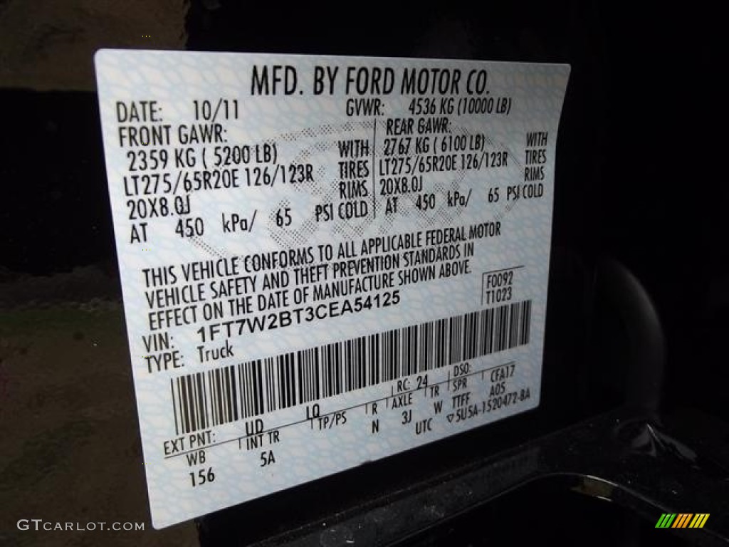 2012 F250 Super Duty Color Code UD for Black Photo #57431951