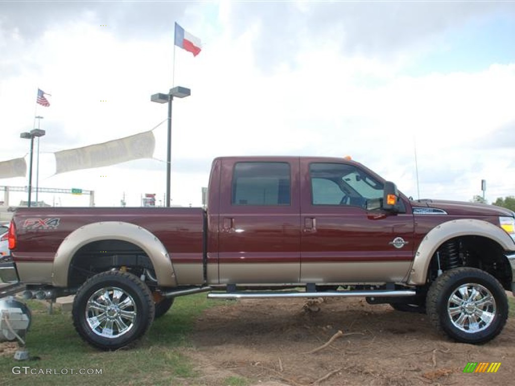 2012 F250 Super Duty Lariat Crew Cab 4x4 - Autumn Red Metallic / Adobe photo #9