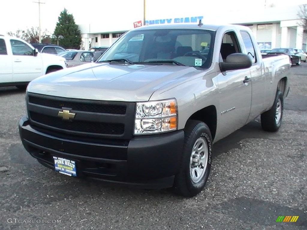 2008 Silverado 1500 Work Truck Extended Cab 4x4 - Silver Birch Metallic / Light Titanium/Ebony Accents photo #1