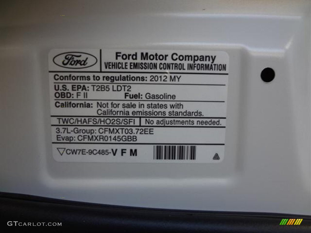 2012 Ford Edge Sport Info Tag Photo #57435203