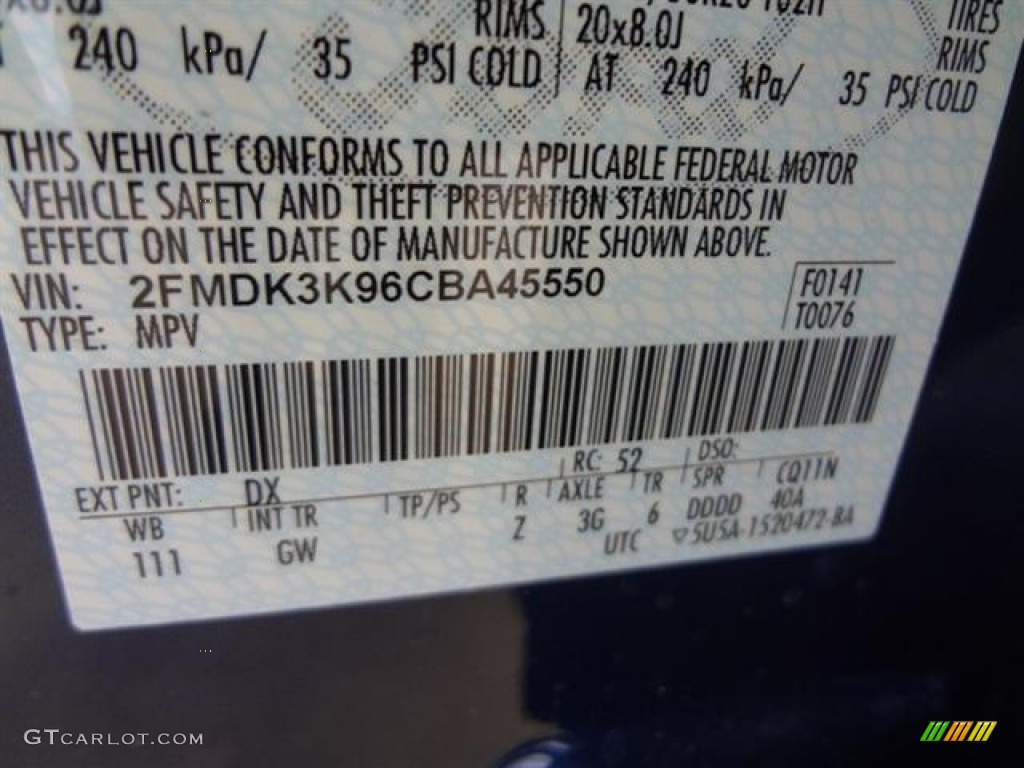 2012 Edge Color Code DX for Dark Blue Pearl Metallic Photo #57435770