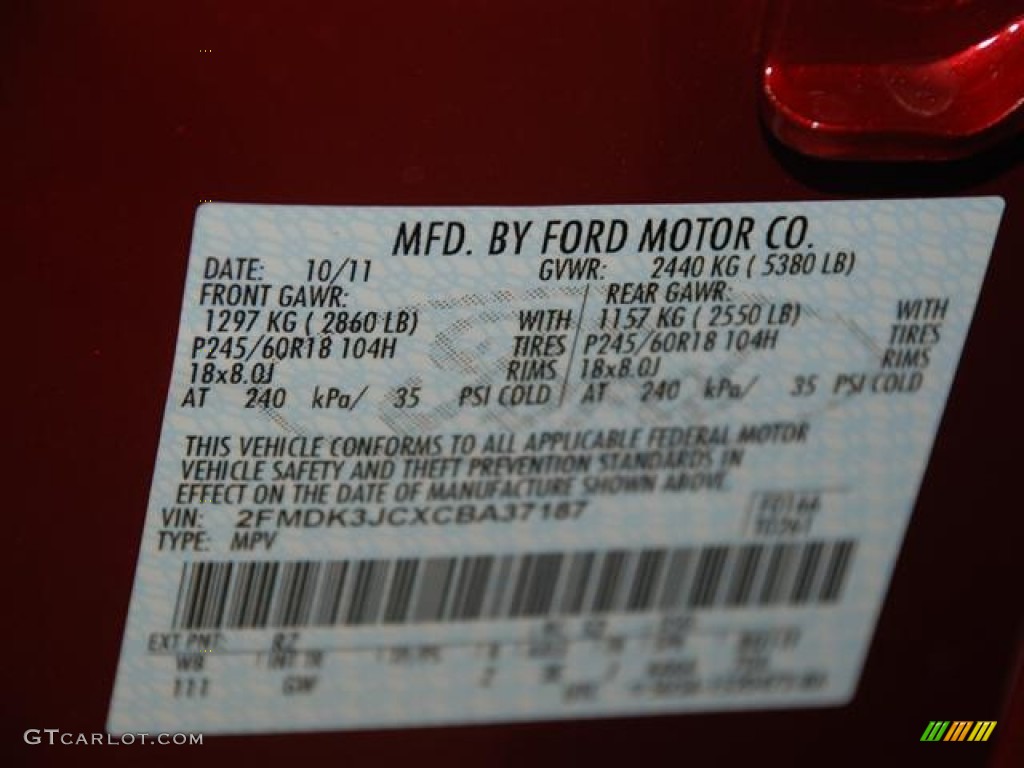 2012 Edge Color Code RZ for Red Candy Metallic Photo #57437333