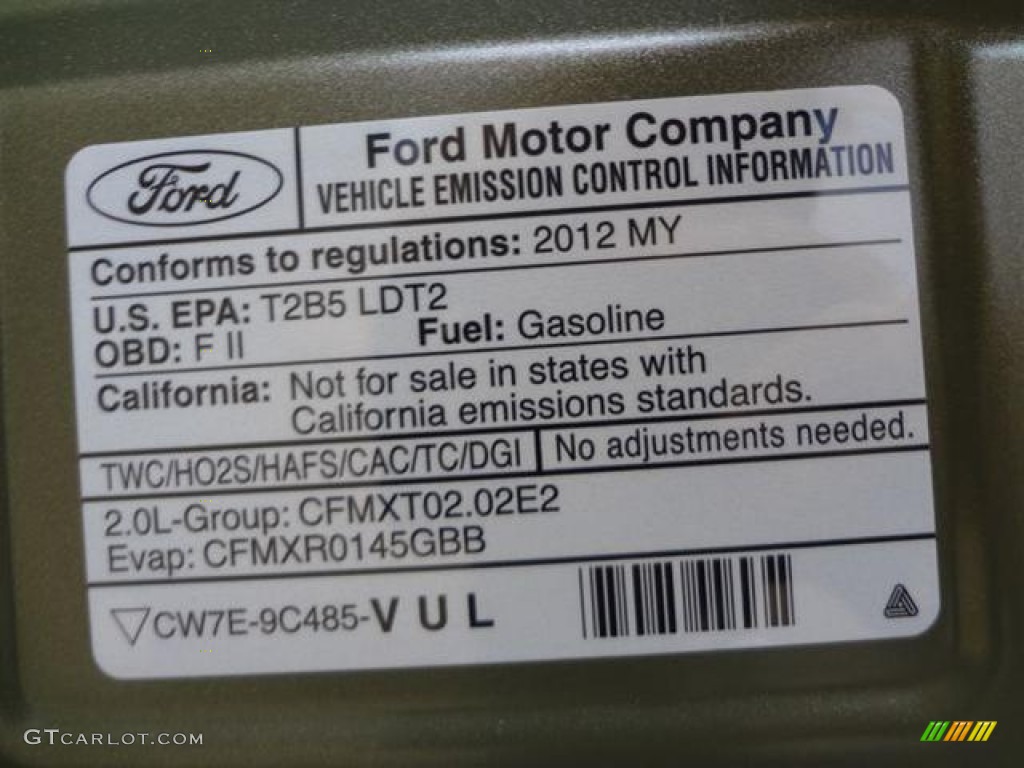 2012 Ford Edge SEL EcoBoost Info Tag Photos